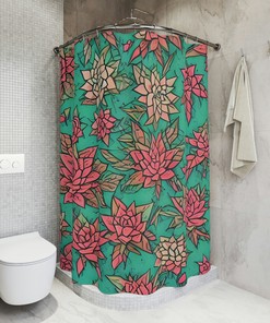Botanical Shower Curtain, AI Art Print, Modern Bathroom Decor, Abstract Art, Stunning Succulent Pattern