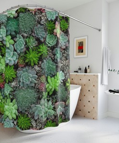 Botanical Shower Curtain, AI Art Print, Modern Bathroom in style