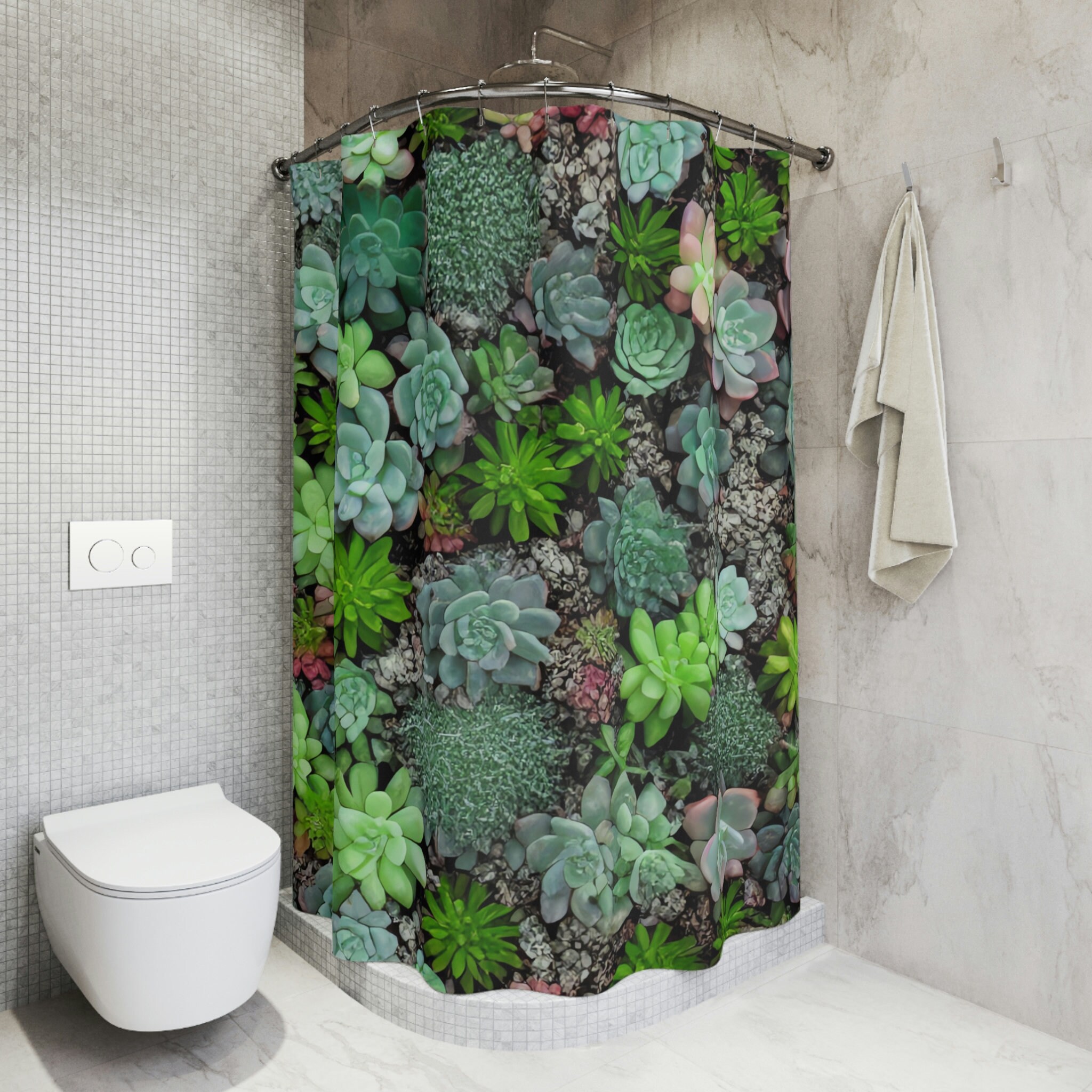 Botanical Shower Curtain, AI Art Print, Modern Bathroom in style
