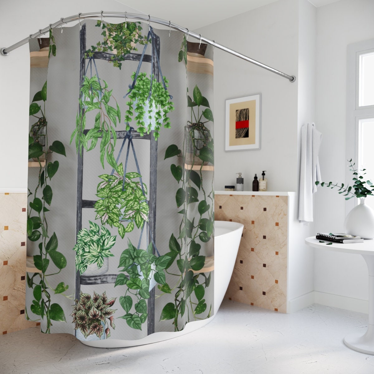 Botanical Shower Curtain, Boho Decor