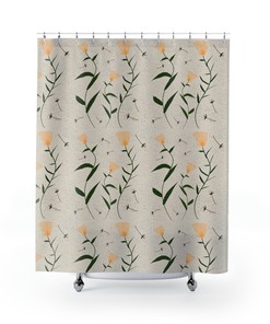 Botanical Shower Curtain - Housewarming Gift For Bathroom Refresh With Spun Fabric