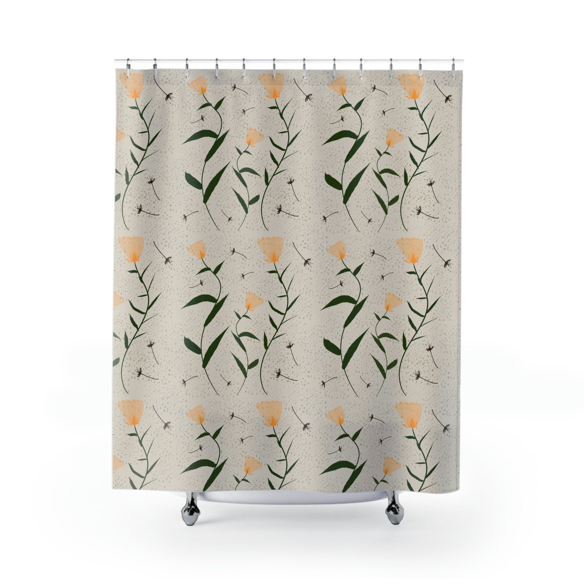 Botanical Shower Curtain - Housewarming Gift For Bathroom Refresh With Spun Fabric