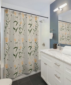 Botanical Shower Curtain - Housewarming Gift For Bathroom Refresh With Spun Fabric