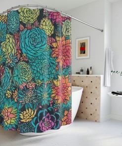 Botanical Shower Curtain, Modern Bathroom Decor, Abstract Art, Stunning Succulent Pattern