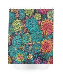 Botanical Shower Curtain, Modern Bathroom Decor, Abstract Art, Stunning Succulent Pattern