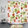 Botanical Shower Curtain Set - Green Spring Botanical Strawberry And White Blooms Bathroom Box Curtain