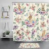Botanical Shower Curtain With Butterfly, Flower, And Rabbit Print - A Beige And Rustic Addition To Your Restroom Decor