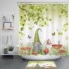 Botanical Shower Curtain With Butterfly, Mushroom, And Gnome Prints For Bathroom Decor