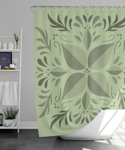 Botanical Shower Curtain With Green Leaves And Tropical Prints For A Spa-Like Bathroom