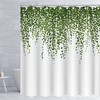 Botanical Shower Curtain With Spring Plant Leaf Print And Green Leaves For Your Bathroom 