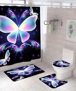 Botanical Shower Curtain with Stars Moon and Leaf Mushroom Design