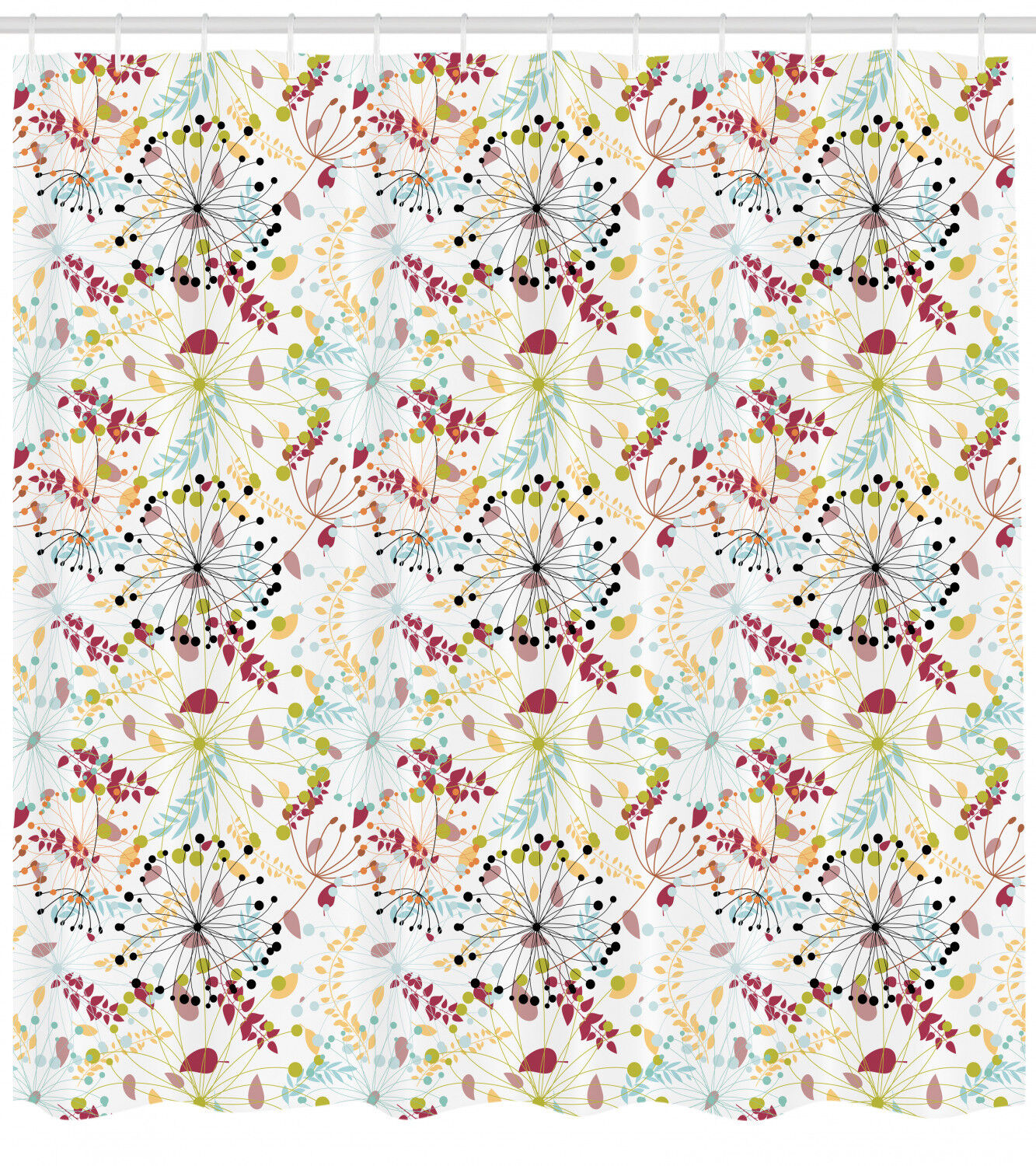 Botanical Spring Petals Print Extra-Long Floral Shower Curtain For A Elegant And Flowery Look - Image 2