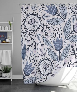 Botanical Spring Purple Tulip Shower Curtain - Floral Bathroom Decor