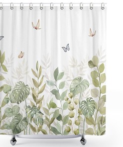 Botanical Succulent Eucalyptus Shower Curtain: Enhance Your Bathroom Decor With Nature-Inspired Design