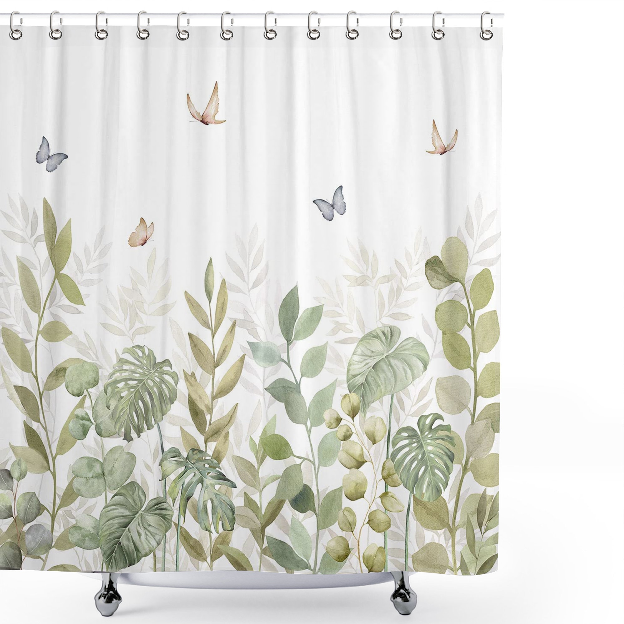 Botanical Succulent Eucalyptus Shower Curtain: Enhance Your Bathroom Decor With Nature-Inspired Design