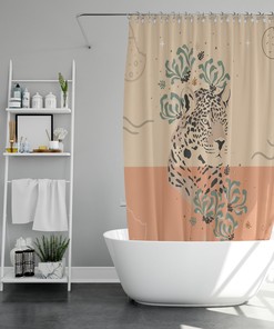 Botanical Tiger Forest Shower Curtain for Nature-Inspired Bathroom Decor