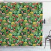 Botanical Various Plants With Spikes Pattern Shower Curtain With Garden Flowers Cactus Texas Desert Theme