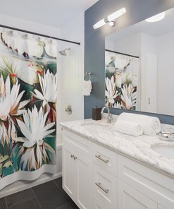 Botanical Water Lilies Shower Curtain for Your Fresh and Nature-Inspired Bathroom