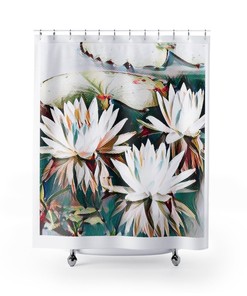 Botanical Water Lilies Shower Curtain for Your Fresh and Nature-Inspired Bathroom