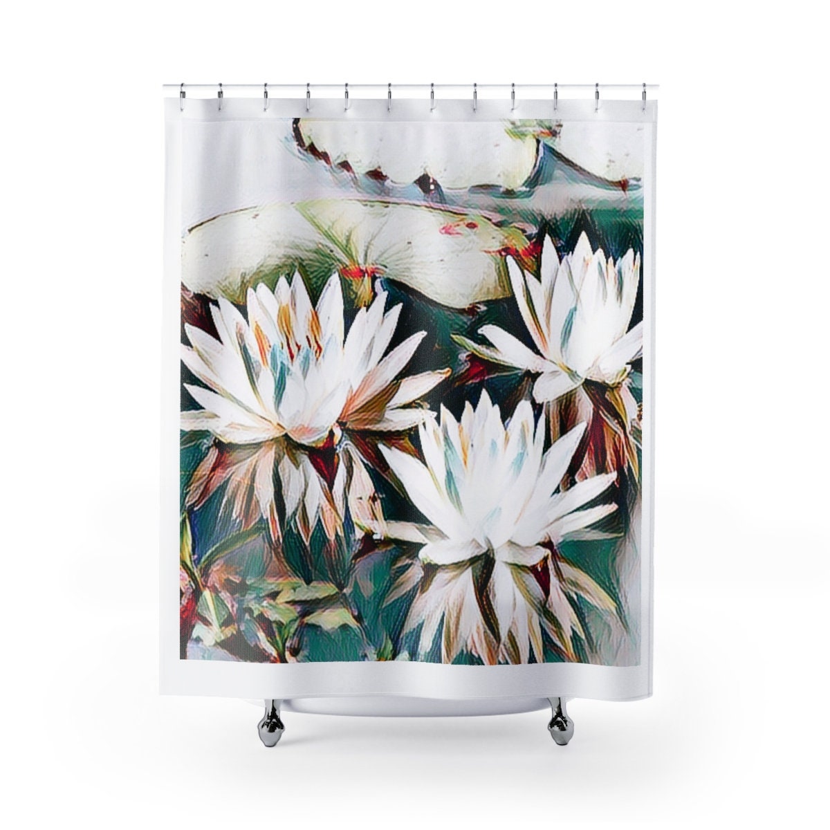 Botanical Water Lilies Shower Curtain for Your Fresh and Nature-Inspired Bathroom