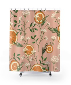 Botanical Watercolor Design Floral Pattern Fabric Shower Curtain