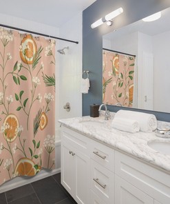 Botanical Watercolor Design Floral Pattern Fabric Shower Curtain