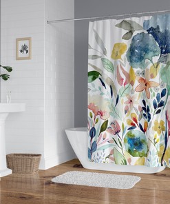 Botanical Watercolor Print Garden Flowers Ii Shower Curtain - Refreshing Bathroom Decor