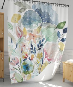 Botanical Watercolor Print Garden Flowers Ii Shower Curtain - Refreshing Bathroom Decor