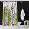 Botanical Watercolor Print Purple Shower Curtain Set, Spire Garden for Tranquil Bathroom Decor