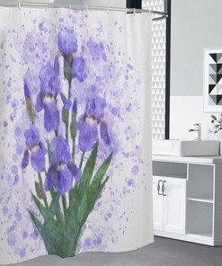 Botanical Watercolor Print Shower Curtain With Garden Flowers Design - Bathroom Refresh Gift