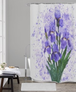 Botanical Watercolor Print Shower Curtain With Garden Flowers Design - Bathroom Refresh Gift
