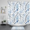 Botanical White Shower Curtain With Twig Blue Mushroom For Brightening Your Bathroom Decor