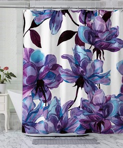 Botanical Wildflowers Purple Shower Curtain - Waterproof and Durable Fabric with Rustic and Nature-Inspired Print