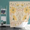 Botanical Yellow and Pink Floral Shower Curtain with Leaves - Fabric Bathroom Decor Accessory for Housewarming Gift