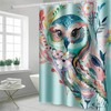 Botanical bird Owl floral Shower Curtain for Wildlife Bathroom Decor