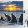 Bottle Nosed Dolphins Print Waterproof Shower Curtain For Bathroom