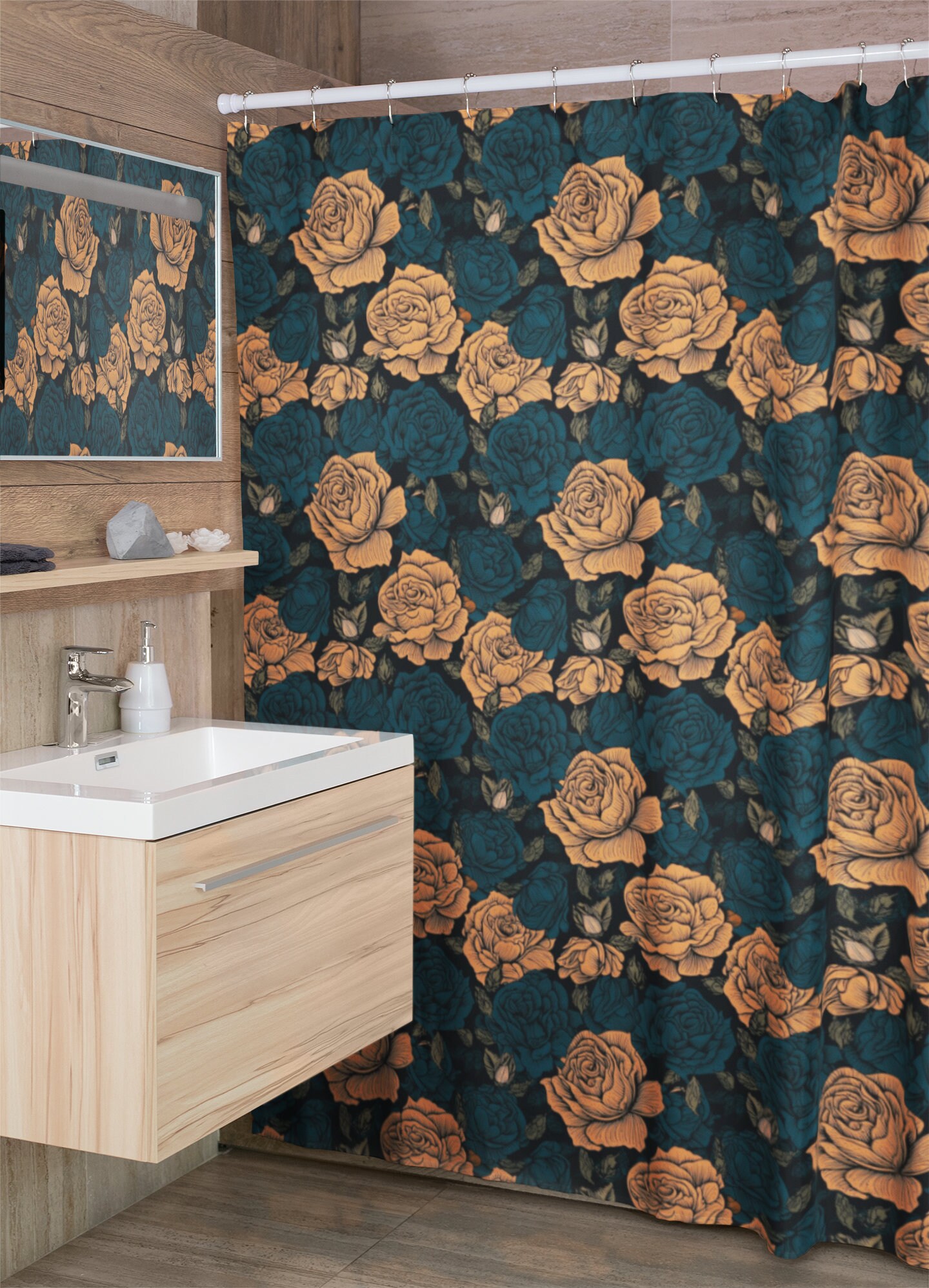 Boutique Rose Shower Curtain With A Classic Vintage Style