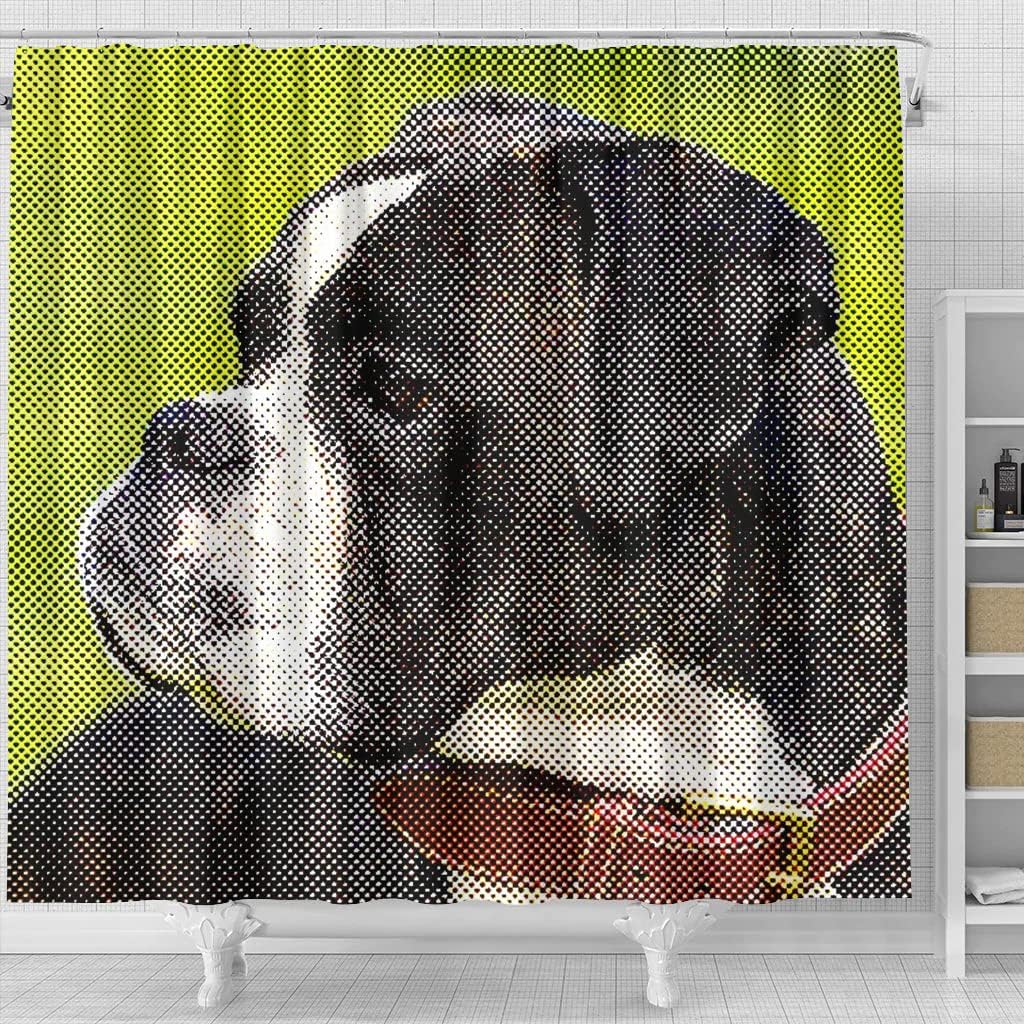 Boxer Dog Dotted Art Print Shower Curtain For A Playful Dog Themed Bathroom - Image 4