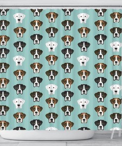 Boxer Dog Faces Print Shower Curtain For A Charming And Cute Dog Themed Bathroom