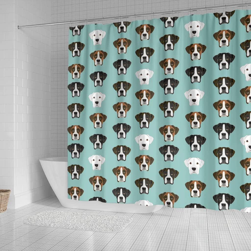 Boxer Dog Faces Print Shower Curtain For A Charming And Cute Dog Themed Bathroom - Image 2