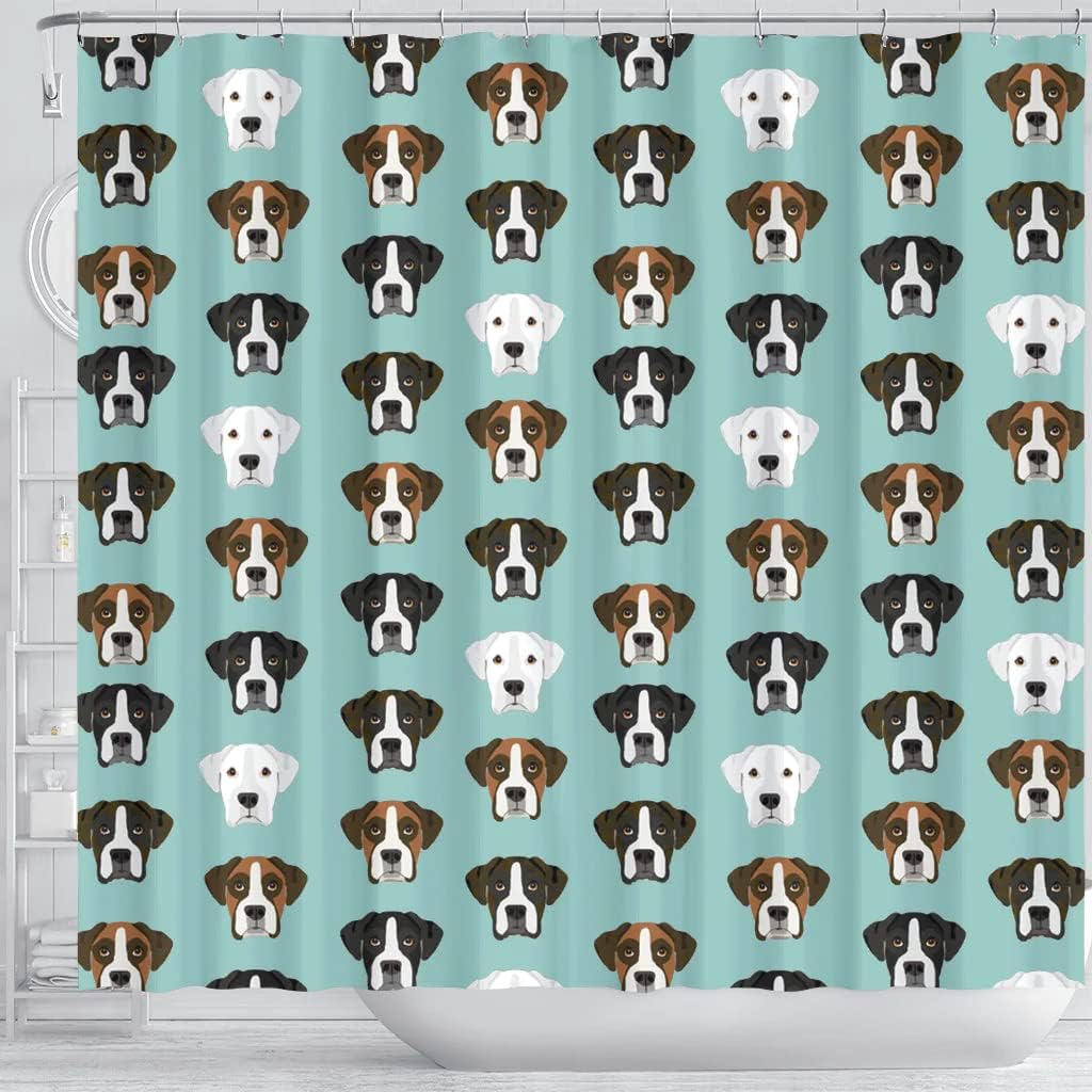 Boxer Dog Faces Print Shower Curtain For A Charming And Cute Dog Themed Bathroom - Image 3