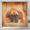 Boxer Dog Print Shower Curtain For A Lively And Cheerful Dog Themed Bathroom