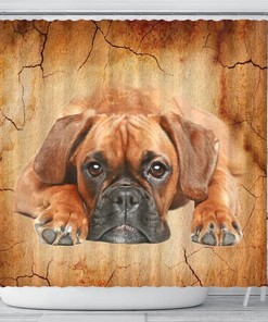 Boxer Dog Print Shower Curtain For A Lively And Cheerful Dog Themed Bathroom
