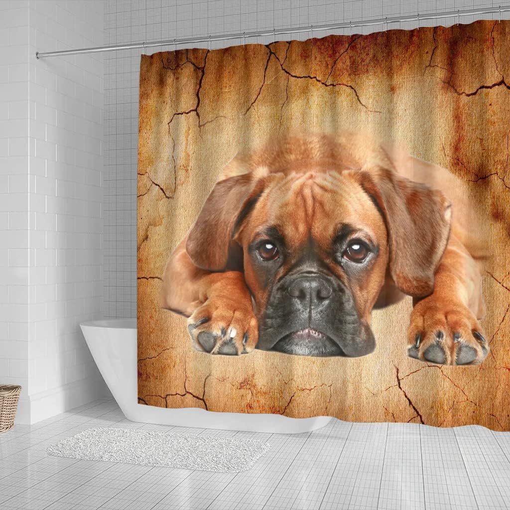 Boxer Dog Print Shower Curtain For A Lively And Cheerful Dog Themed Bathroom - Image 2