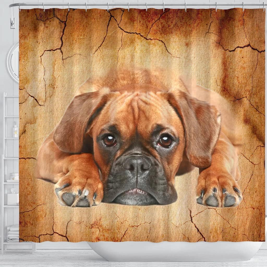 Boxer Dog Print Shower Curtain For A Lively And Cheerful Dog Themed Bathroom - Image 3