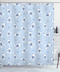 Boy'S Shower Curtain With Teddy Bears And Hearts Print For A Cute And Cozy Bathroom