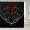 Boys Baseball Field Print Shower Curtain- Machine Washable Sports Game Theme Bath Curtain