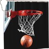 Boys Basketball Hoop Modern Black Cloth Print Shower Curtain for Bathroom Decor