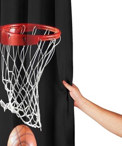 Boys Basketball Hoop Modern Black Cloth Print Shower Curtain for Bathroom Decor