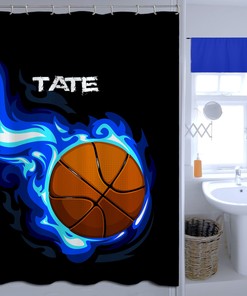 Boys Basketball Monogrammed and Personalized Shower Curtain for Sports Lover